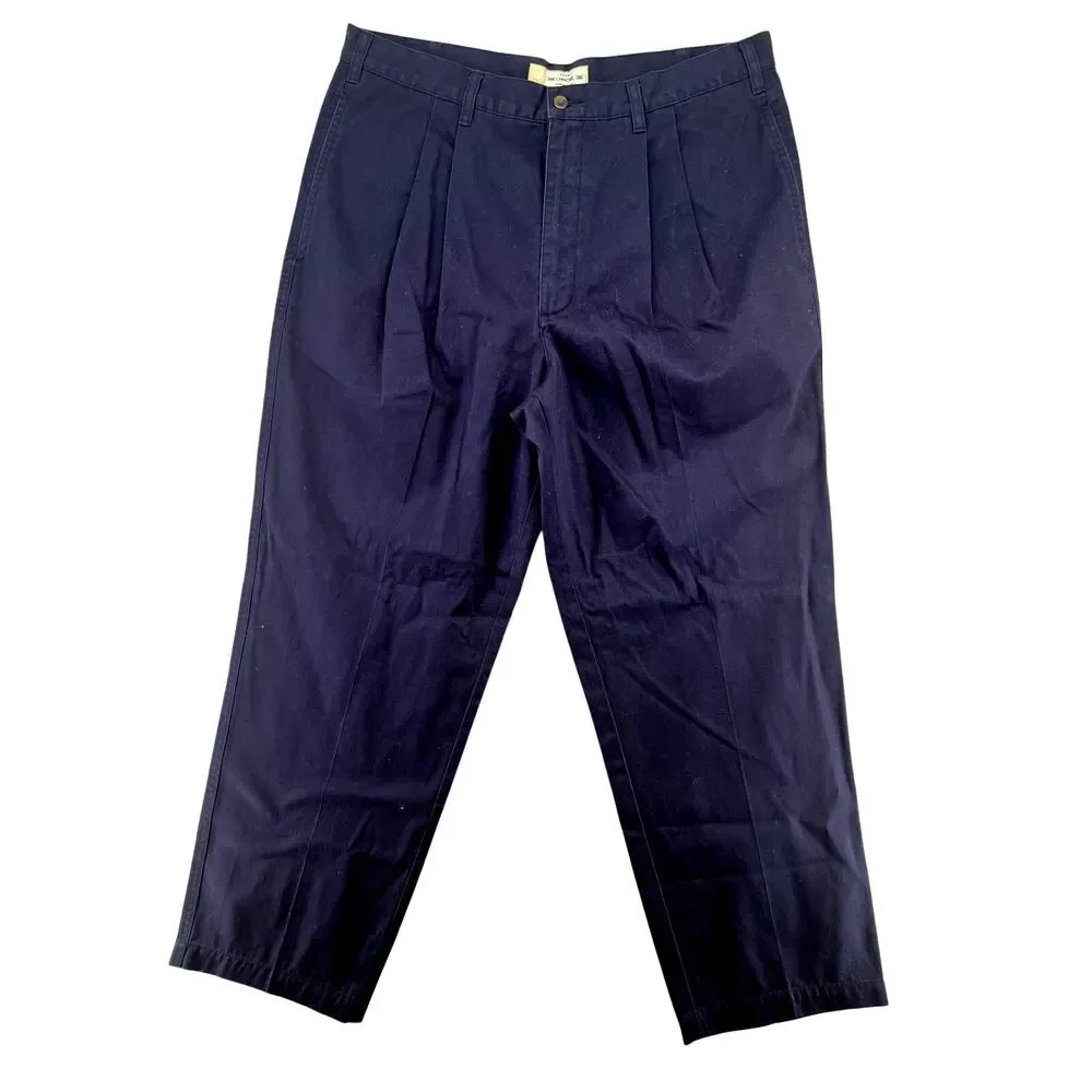 Vintage Cherokee Navy Pleated Chino Pants Men’s 38x30 Relaxed Straight Leg